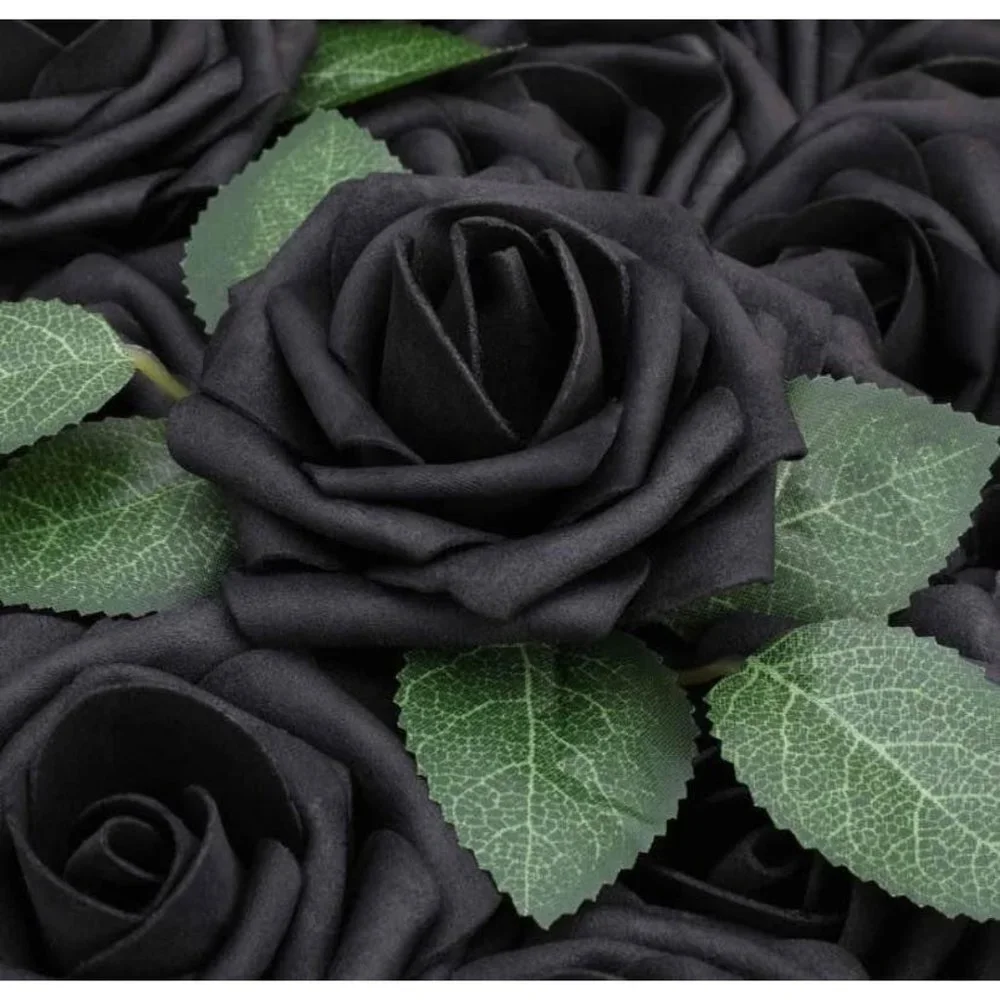 25 count Lings Black Roses Flowers Wedding Floral Bouquet Centerpiece ~ New